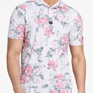 Bad Birdie Spring Showers Core Golf Polo Men’s Size XL Floral Print White NWT
